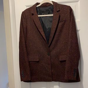 Banana Republic One-Button Herringbone Tweed Wool Blend Blazer Jacket size 8